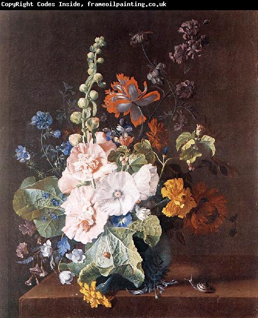 HUYSUM, Jan van Hollyhocks and Other Flowers in a Vase sf